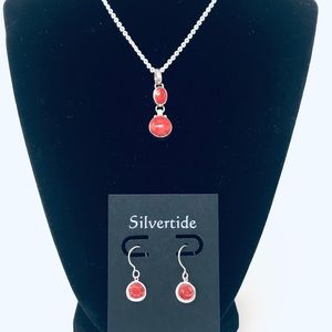 Red Coral sterling silver 925 Pendant